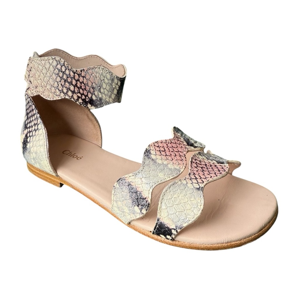 Chloe Snakeskin Print Leather Sandals, size 31 EU/13 US